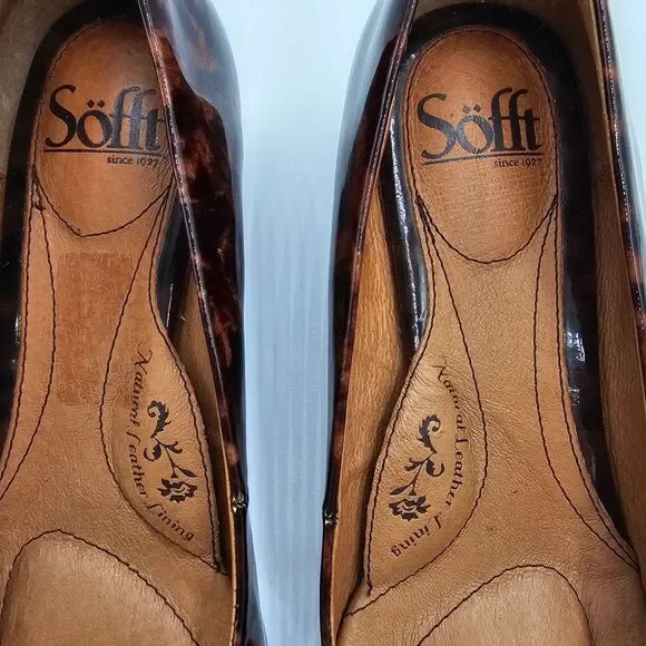 Sofft Tortoiseshell Print Pointed Toe Wedge Heel Size 7.5 - Picture 5 of 8